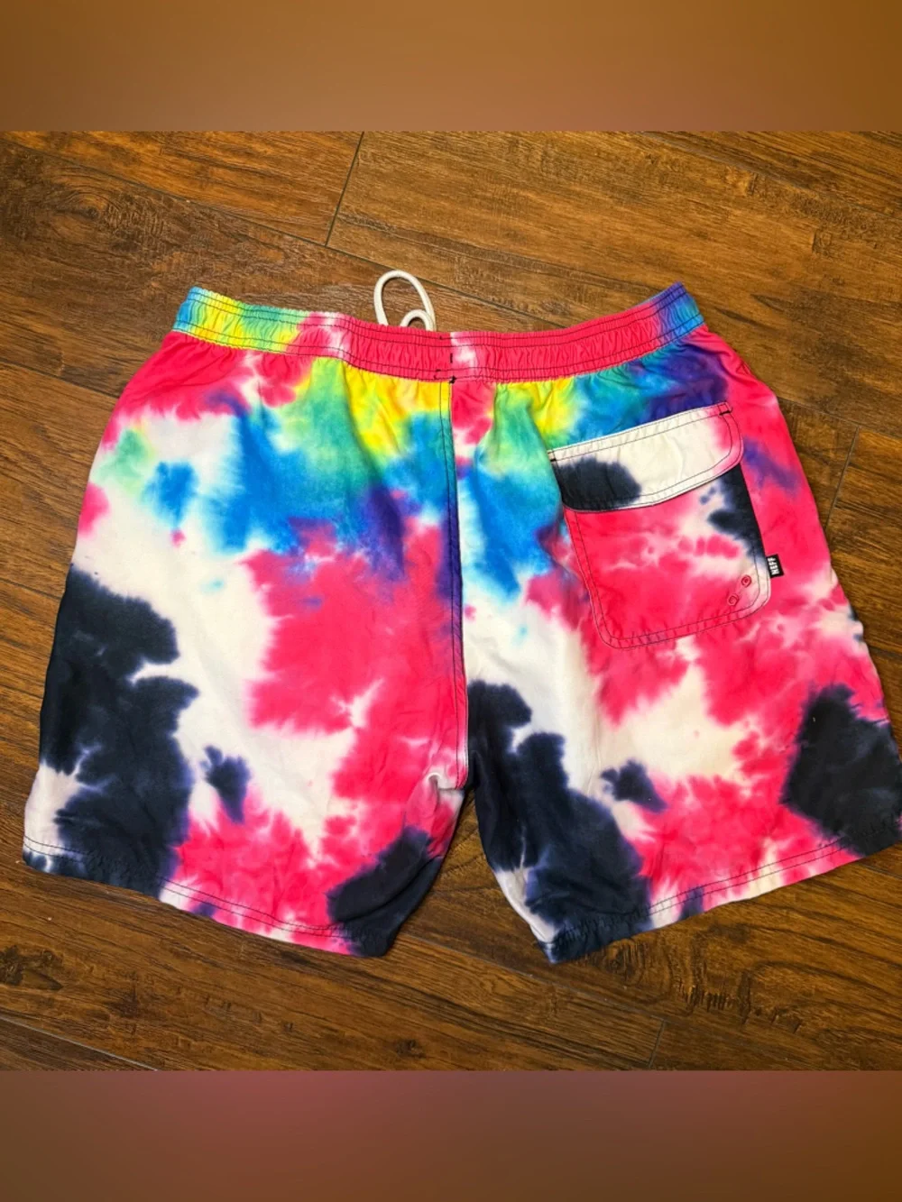 Neff Men’s XL Hot Tub Tie Dye Swim Trunks - Pink Blue Black Shorts No Mesh Liner
